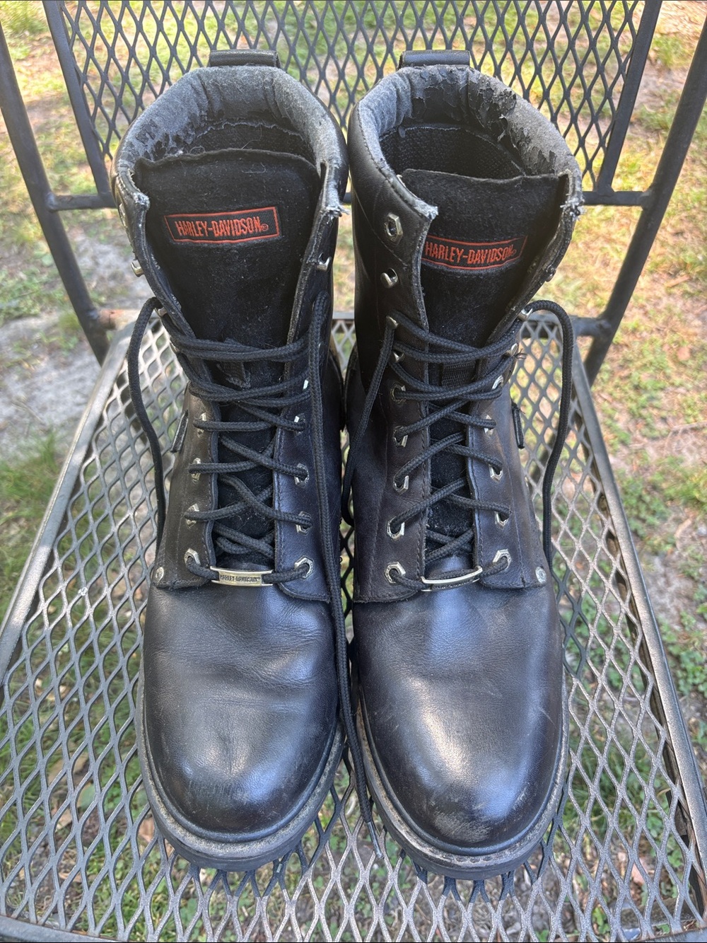 Harley-Davidson Black Leather Lace-Up Riding Boots